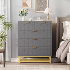 Cassettiera a 5 cassetti per camera da letto, Comò con base in metallo, Cassettiera moderna organizer per soggiorno, corridoio, armadio
