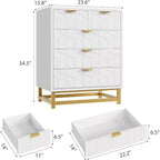 Cassettiera a 5 cassetti per camera da letto, Comò con base in metallo, Cassettiera moderna organizer per soggiorno, corridoio, armadio