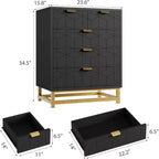 Cassettiera a 5 cassetti per camera da letto, Comò con base in metallo, Cassettiera moderna organizer per soggiorno, corridoio, armadio