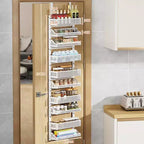 Scaffalatura per porta in metallo a 10 ripiani, da appendere, con cestello regolabile, organizer da porta, organizer da appendere per bagno, cucina