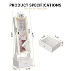 Armadio Portagioie per Bambini con Specchio a Figura Intera, Organizzatore Portagioie Autoportante con 46 Vani e Cassetti, Mobile Toilette Trucco per Bambini