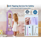 Armadio Portagioie per Bambini con Specchio a Figura Intera, Organizzatore Portagioie Autoportante con 46 Vani e Cassetti, Mobile Toilette Trucco per Bambini