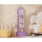 Armadio Portagioie per Bambini con Specchio a Figura Intera, Organizzatore Portagioie Autoportante con 46 Vani e Cassetti, Mobile Toilette Trucco per Bambini