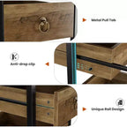 Cassettiera contenitore decorativa, Comò piccolo con struttura in metallo e cassetti in legno massello, Cassettiera multifunzionale per cucina, camera da letto, soggiorno