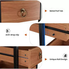 Cassettiera contenitore decorativa, Comò piccolo con struttura in metallo e cassetti in legno massello, Cassettiera multifunzionale per cucina, camera da letto, soggiorno