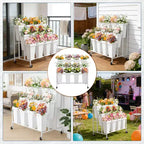 Espositore per Fiori, Carrello Porta Fiori a 3 Livelli con 12 Secchi Rotondi e Ruote, Espositore Mobile per Fiori per Giardino, Matrimoni, Negozi di Fiori