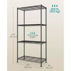 Scaffale portaoggetti, Scaffalatura in metallo a rete, Ripiani regolabili, 4 livelli, 30 x 60 x 121 cm, Nero Inchiostro