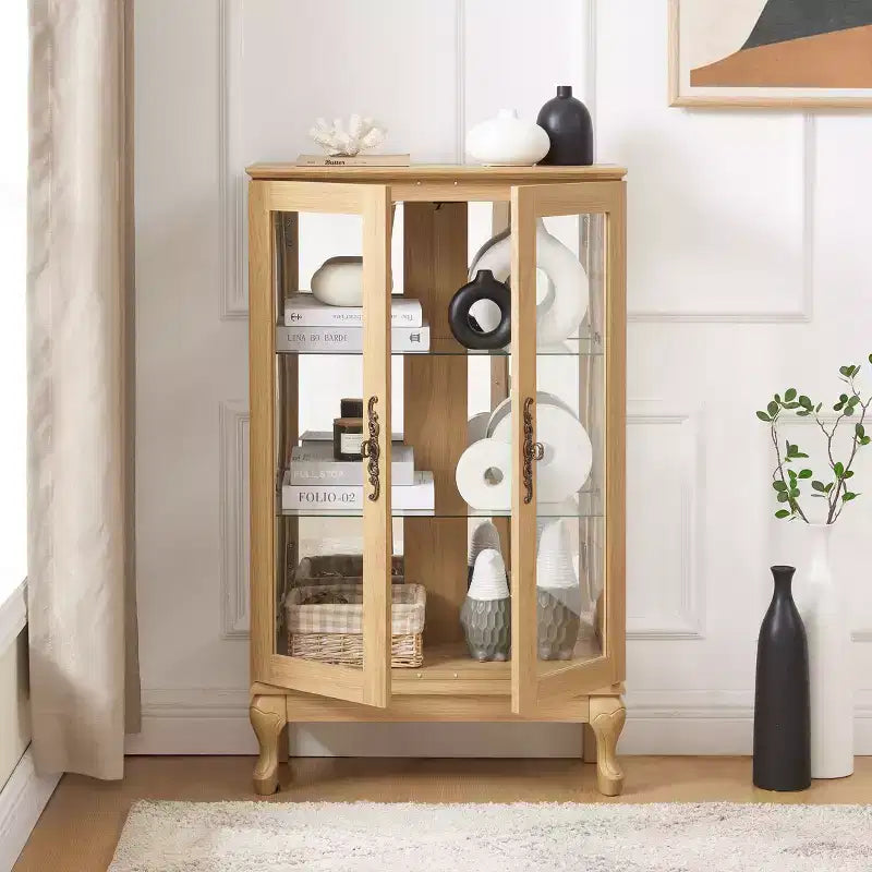 Dispensa da Cucina in Legno Massello con 4 Ripiani Regolabili e Ante Chiuse