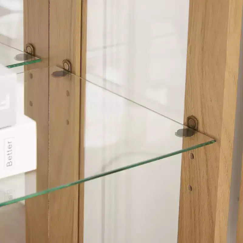 Dispensa da Cucina in Legno Massello con 4 Ripiani Regolabili e Ante Chiuse