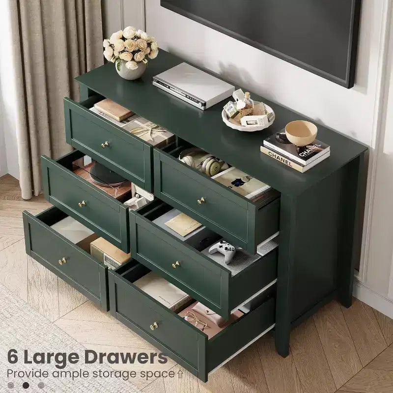 Cassettiera a 6 cassetti con cassetti profondi, Comò moderno in legno, per ingresso, soggiorno