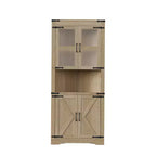 69 Tall Corner Cabinet with Doors, 6-Tier Corner Storage Cabinet, Space-Saving Floor Shelf for Bathroom, Living Room, Kitchen & Hallway