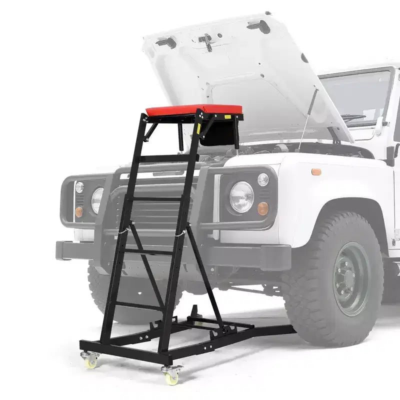 Sedile carrellino per lavori pesanti per camion e SUV - Altezza regolabile, capacità 180 kg, seduta imbottita, ruote girevoli con blocco, borsa portautensili - Colori multipli