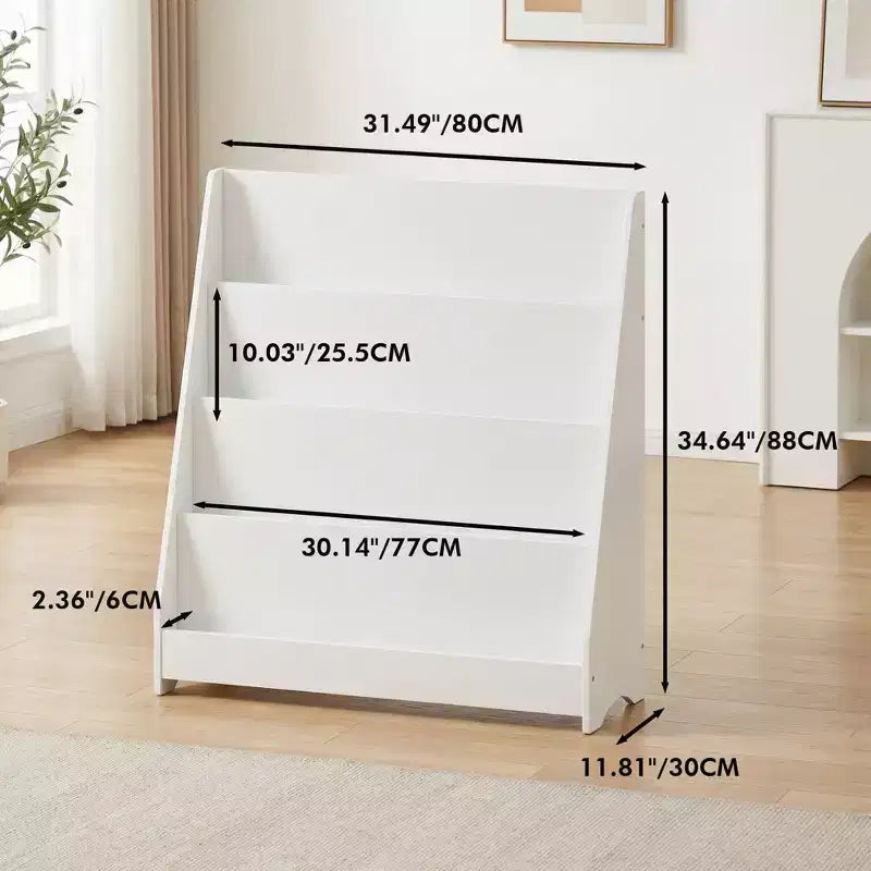Scaffale portaoggetti per bambini a 4 livelli, organizer giocattoli e libri per bambini, per camera da letto, sala giochi, aula, bianco