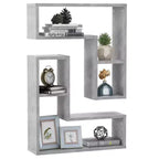 Set di 2 mensole da parete in legno ingegnerizzato grigio cemento