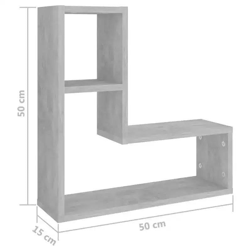 Set di 2 mensole da parete in legno ingegnerizzato grigio cemento