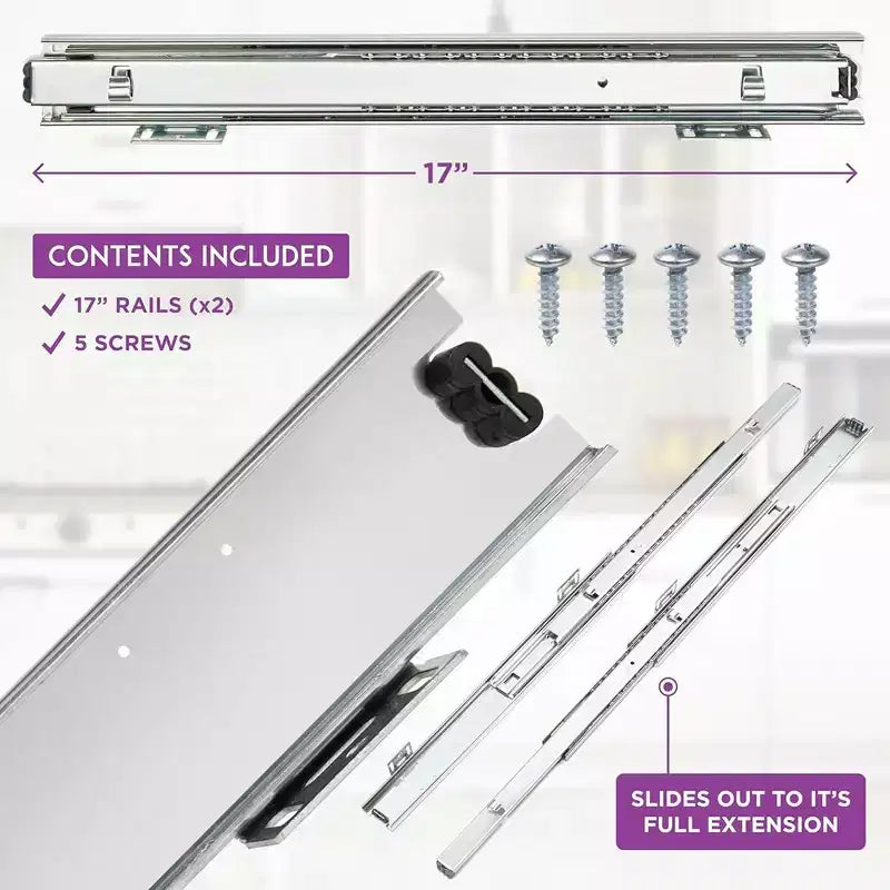 Guide Scorrevoli - Coppia di Guide per Cassetti Resistenti con Sistema di Scorrimento Fluido